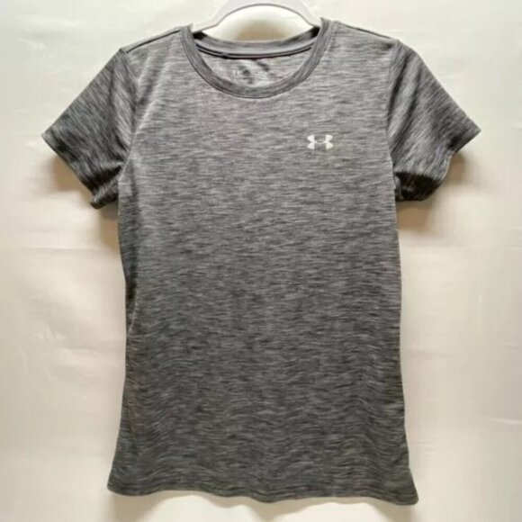 Under Armour UA Ladies Small Velocity Twist Tech Tee Black Heather Crewneck EUC - Picture 14 of 14